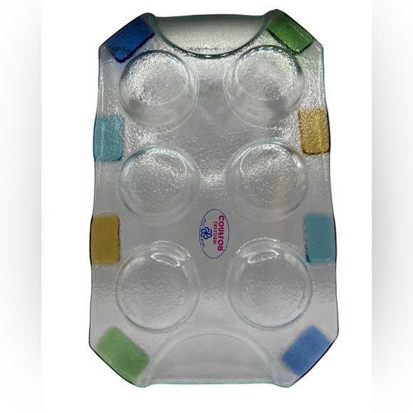 Italian fused glass Serving Tray. Used for shot glass, food, jewelry. - Picture 4 of 6